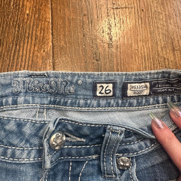 Miss Me Women's Light Blue Boot Cut Jeans with Embellishments - Picture 3 of 8